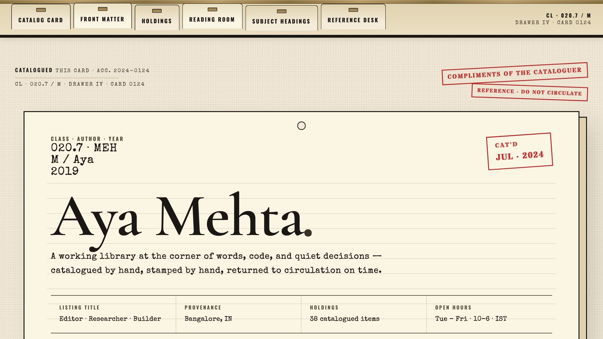 Card Catalog template preview