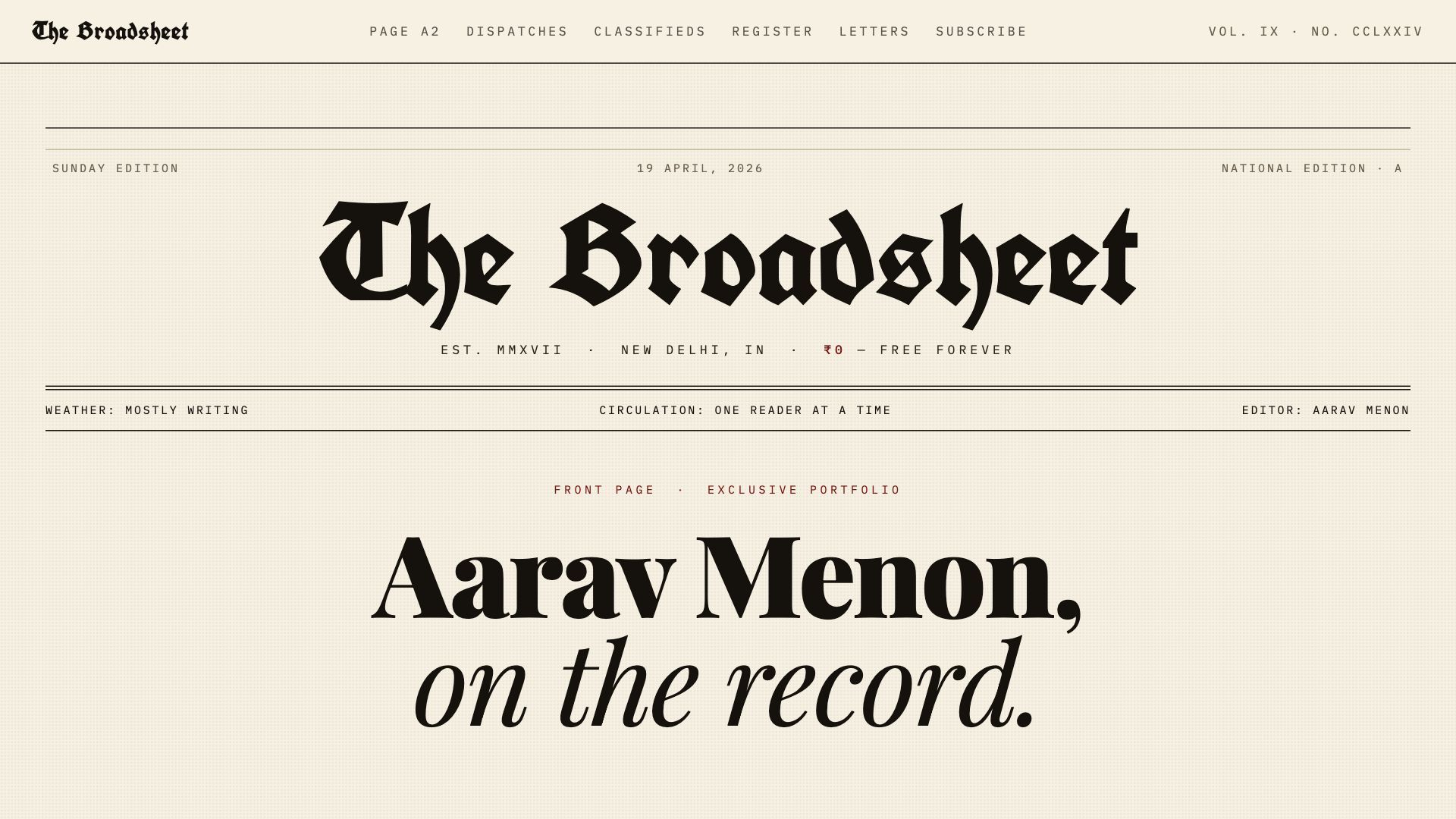 Newspaper Broadsheet template preview